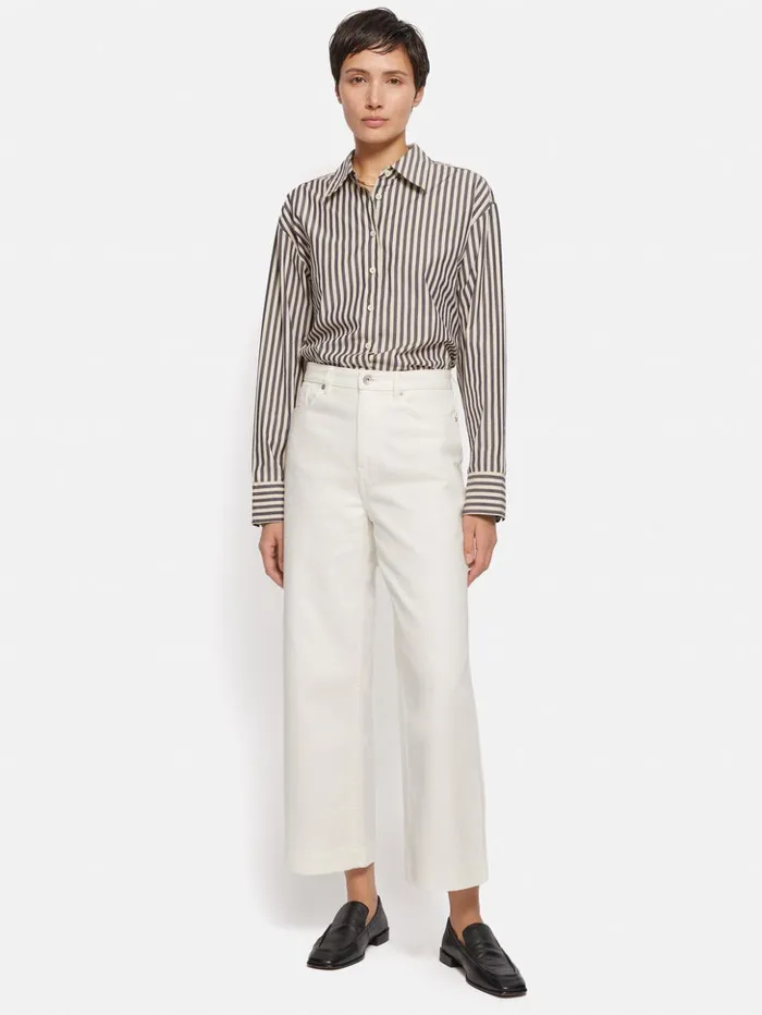 Jigsaw Tyne Wide Leg Cropped Jean White Women Trousers