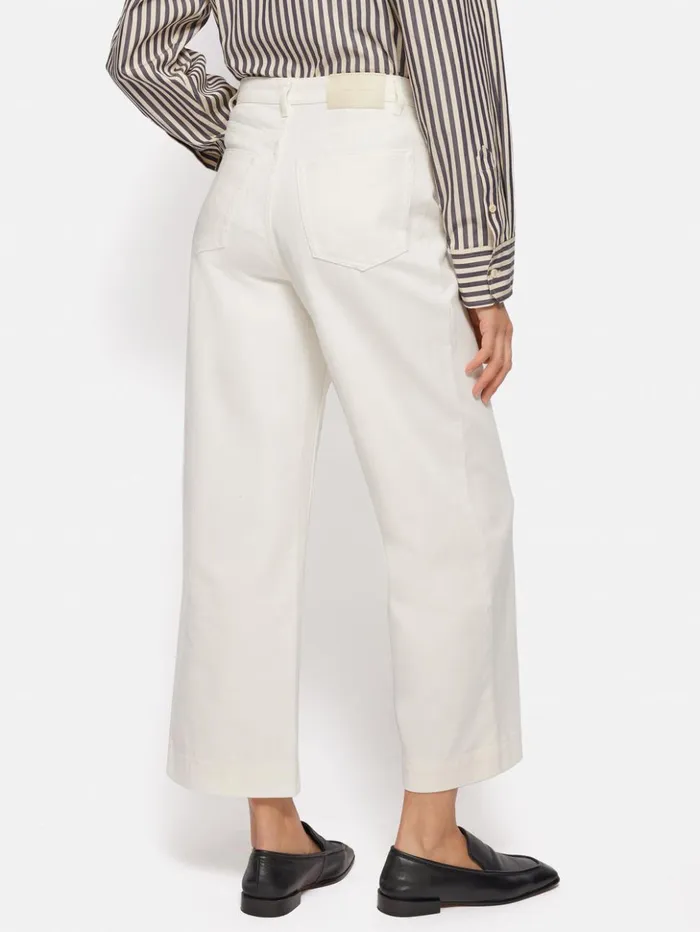 Jigsaw Tyne Wide Leg Cropped Jean White Women Trousers
