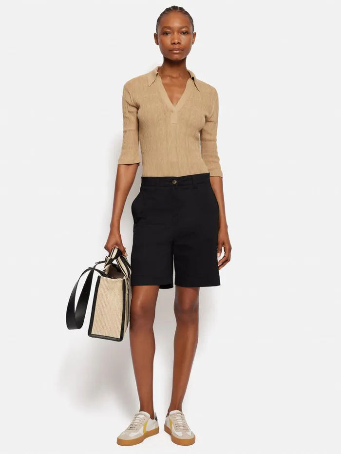 Jigsaw Washed Chino Short Black Women Shorts
