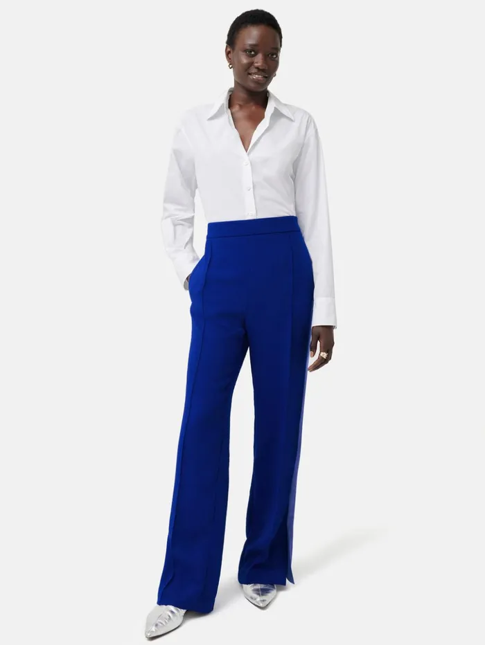 Jigsaw Wide Leg Tuxedo Trouser Blue Women Trousers