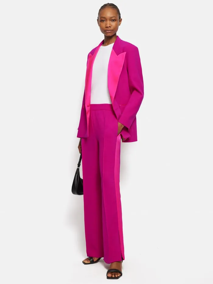 Jigsaw Wide Leg Tuxedo Trouser Pink Women Trousers