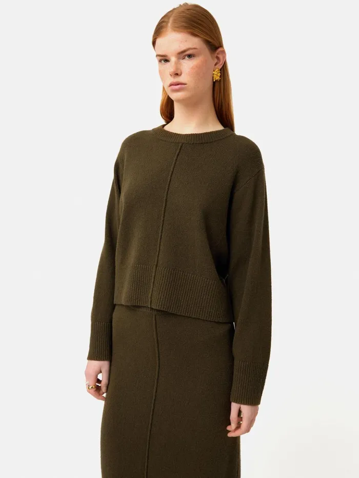 Jigsaw Wide Sleeve Jumper Khaki Women Knitwear and Cashmere