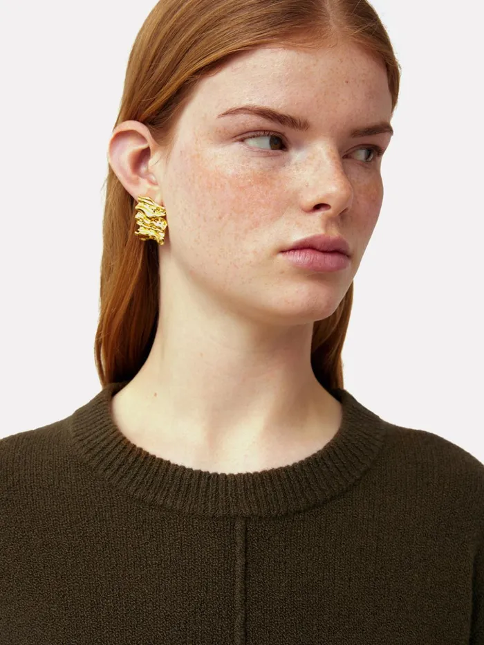 Jigsaw Wide Sleeve Jumper Khaki Women Knitwear and Cashmere