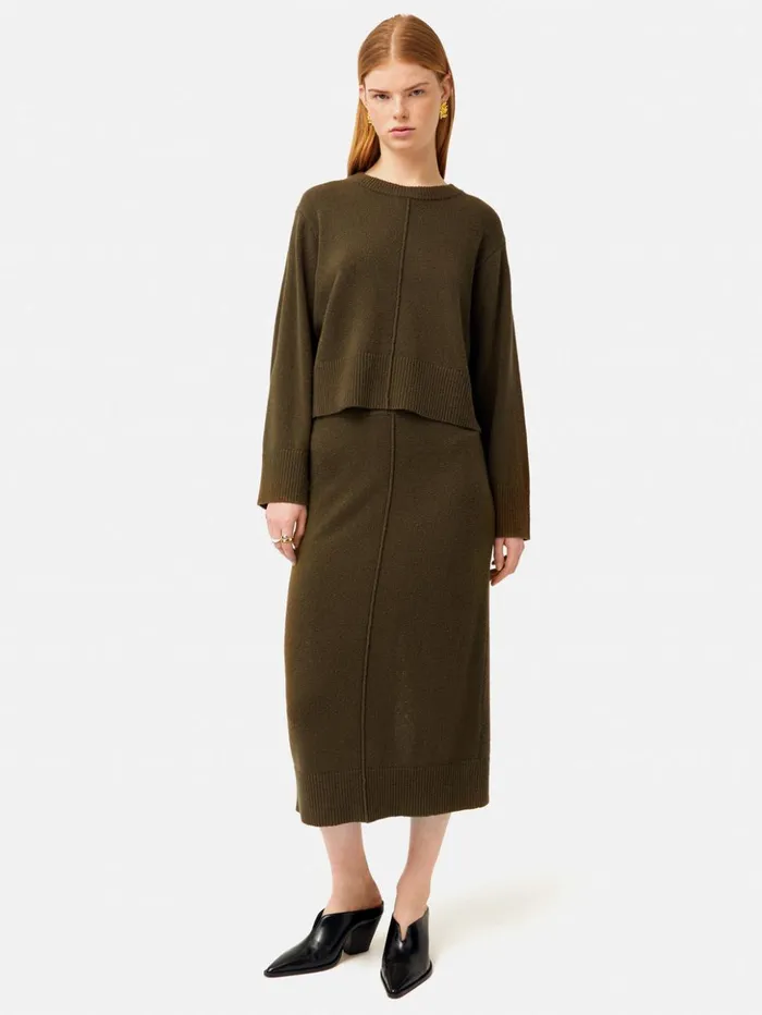 Jigsaw Wide Sleeve Jumper Khaki Women Knitwear and Cashmere