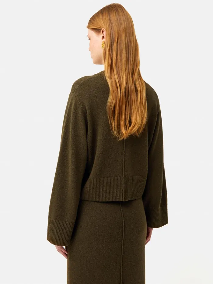 Jigsaw Wide Sleeve Jumper Khaki Women Knitwear and Cashmere