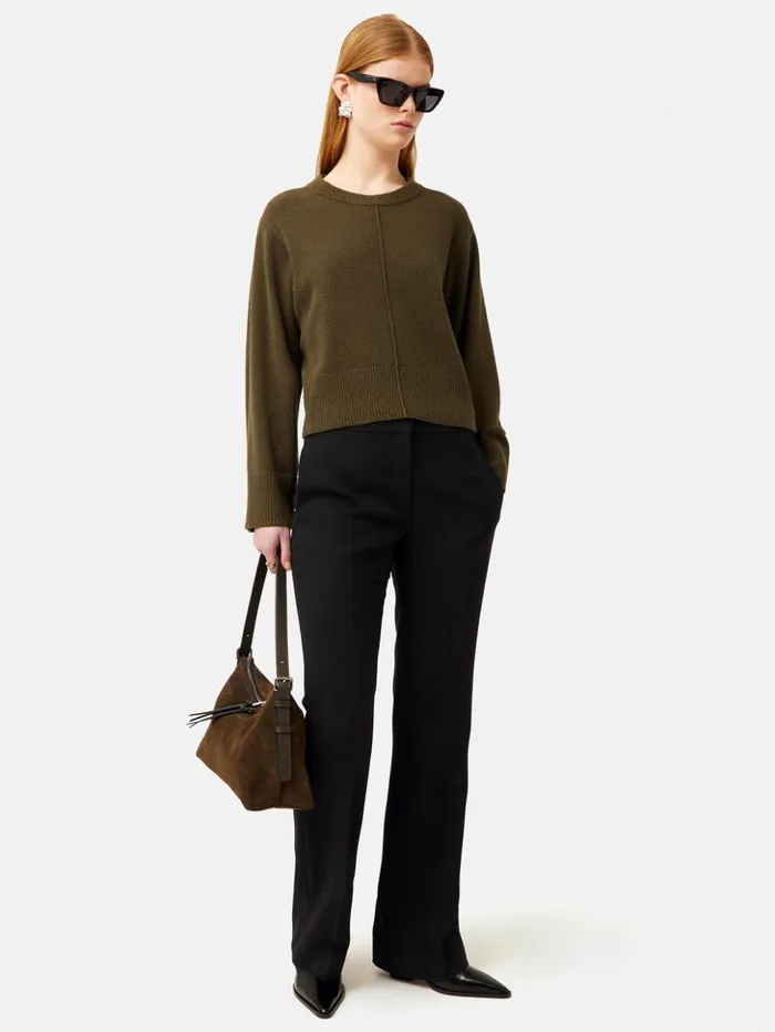 Jigsaw Wide Sleeve Jumper Khaki Women Knitwear and Cashmere