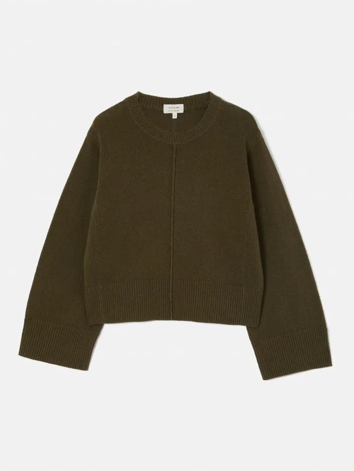 Jigsaw Wide Sleeve Jumper Khaki Women Knitwear and Cashmere