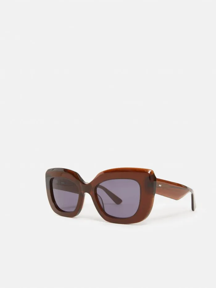 Jigsaw Woodley Square Cats Eye Sunglasses Brown Women Sunglasses