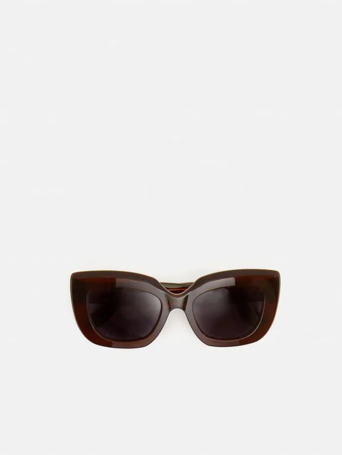 Jigsaw Woodley Square Cats Eye Sunglasses Brown Women Sunglasses