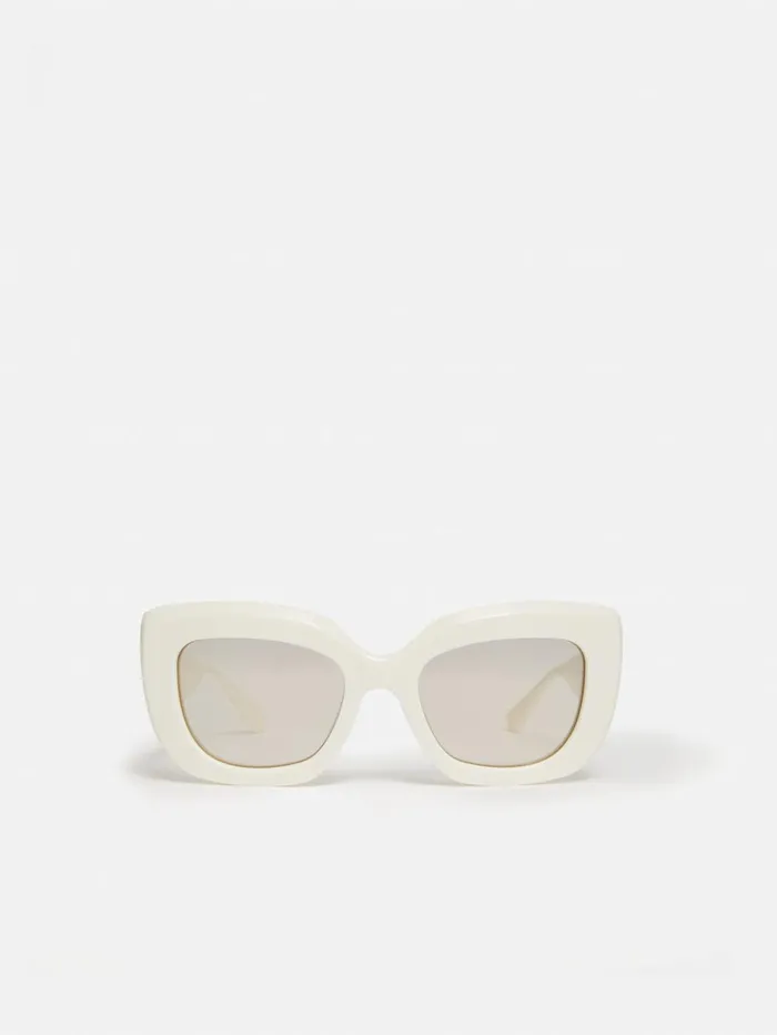 Jigsaw Woodley Square Cats Eye Sunglasses White Women Sunglasses