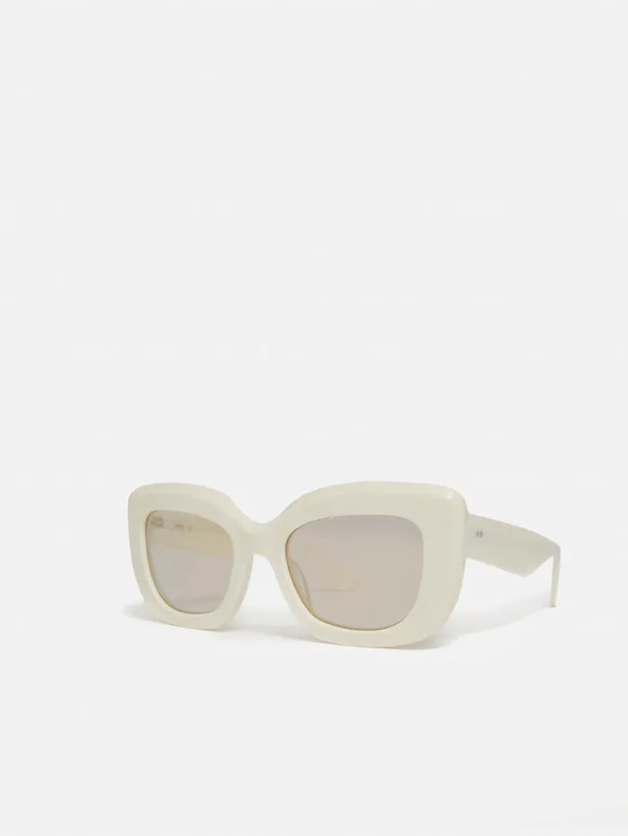 Jigsaw Woodley Square Cats Eye Sunglasses White Women Sunglasses