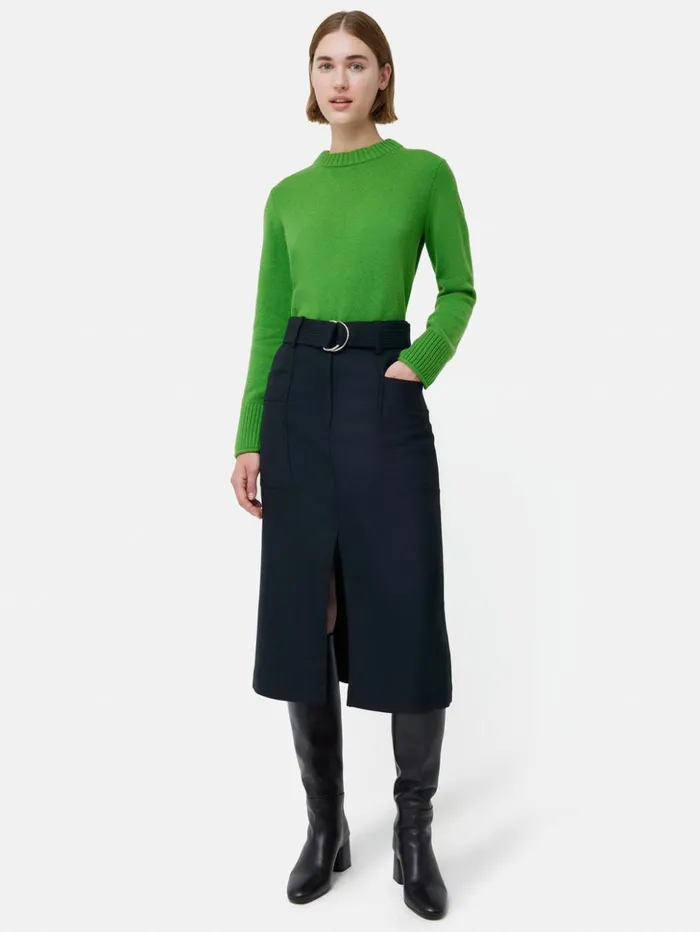 Jigsaw Wool Belted Utility Skirt Navy Women Skirts