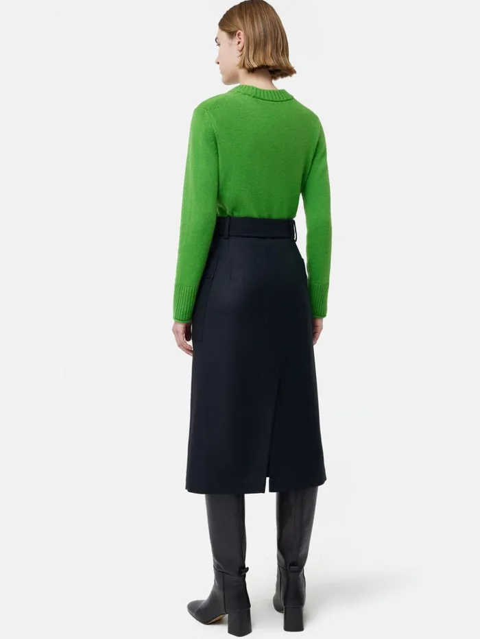 Jigsaw Wool Belted Utility Skirt Navy Women Skirts