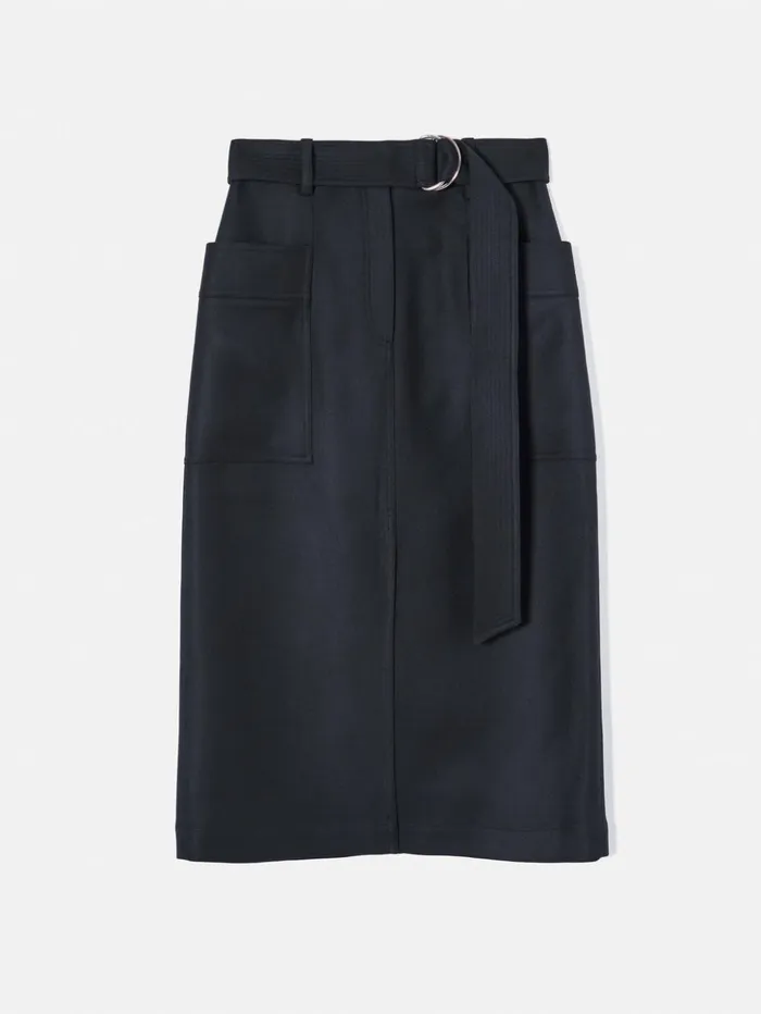 Jigsaw Wool Belted Utility Skirt Navy Women Skirts