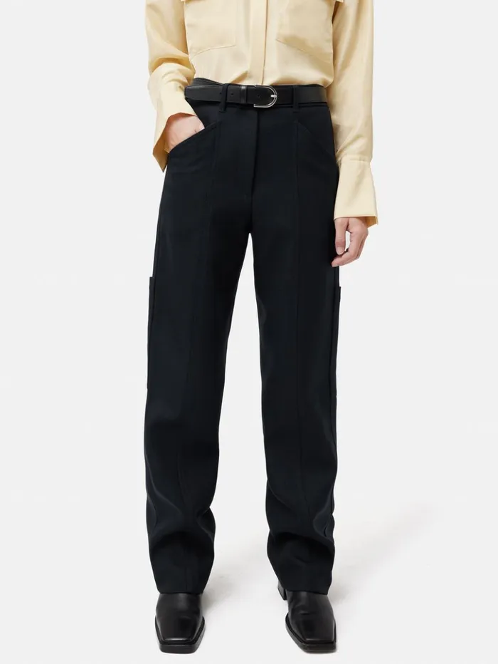 Jigsaw Wool Blend Cargo Trouser Navy Women Trousers