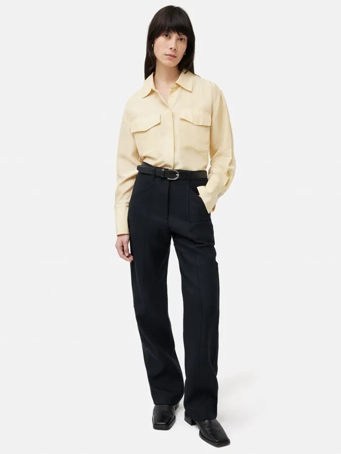 Jigsaw Wool Blend Cargo Trouser Navy Women Trousers