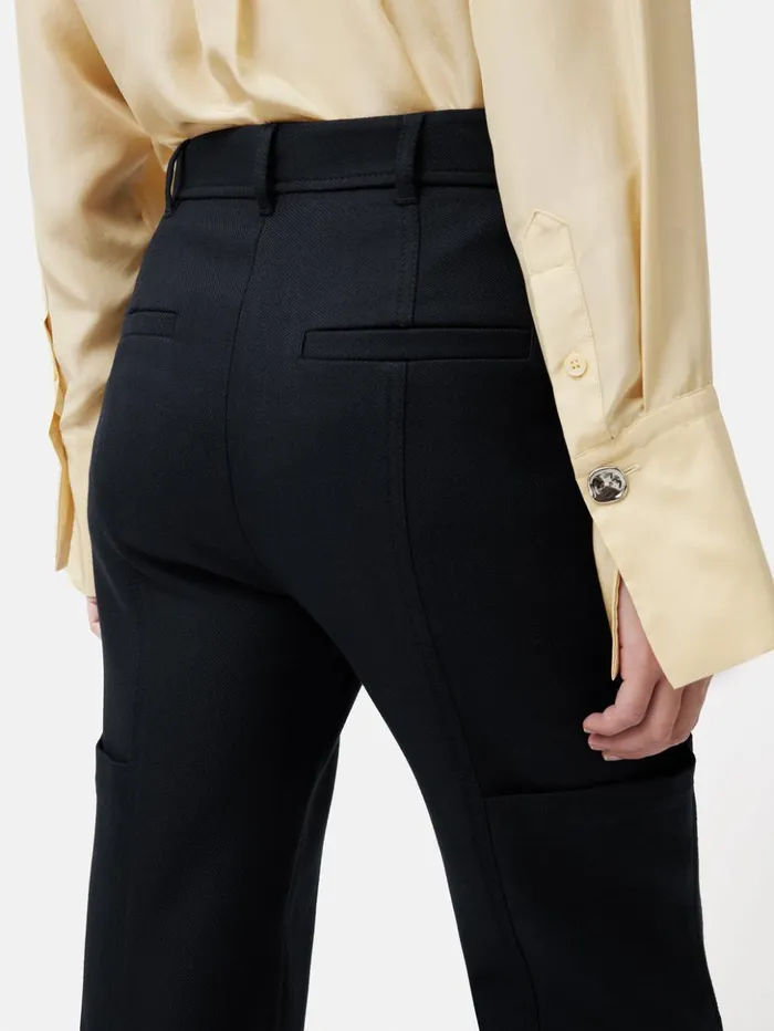 Jigsaw Wool Blend Cargo Trouser Navy Women Trousers