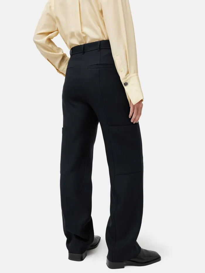 Jigsaw Wool Blend Cargo Trouser Navy Women Trousers