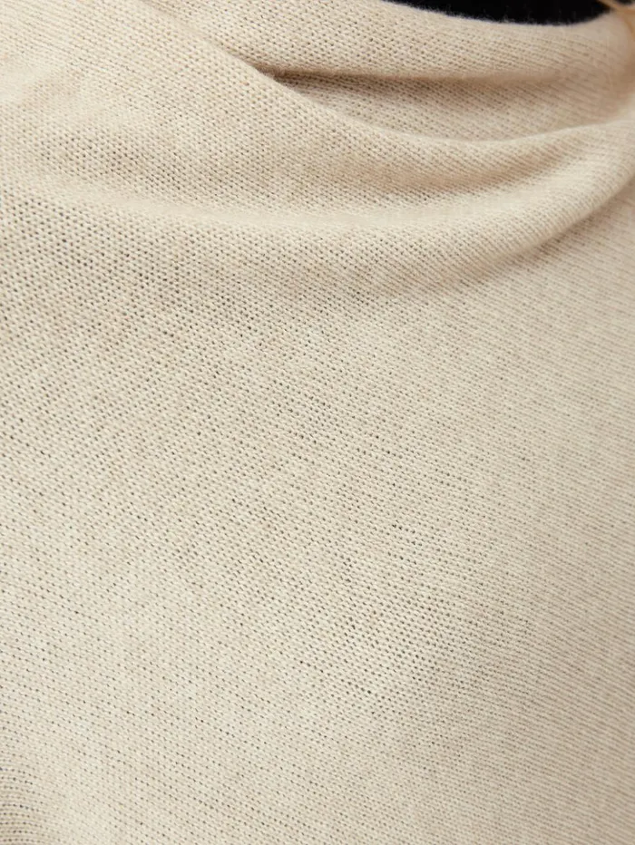 Jigsaw Wool Cashmere Blend Border Poncho Cream Women Ponchos and Scarves
