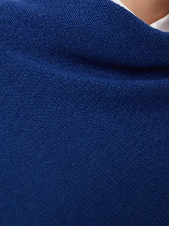 Jigsaw Wool Cashmere Blend Drape Poncho Blue Women Ponchos and Scarves