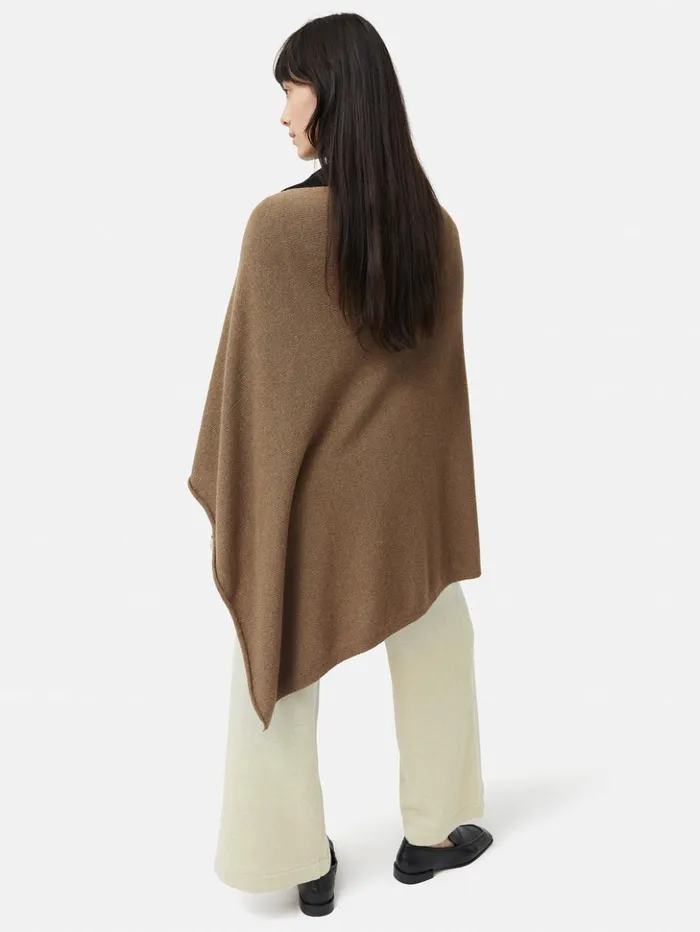 Jigsaw Wool Cashmere Blend Drape Poncho Camel Women Ponchos and Scarves