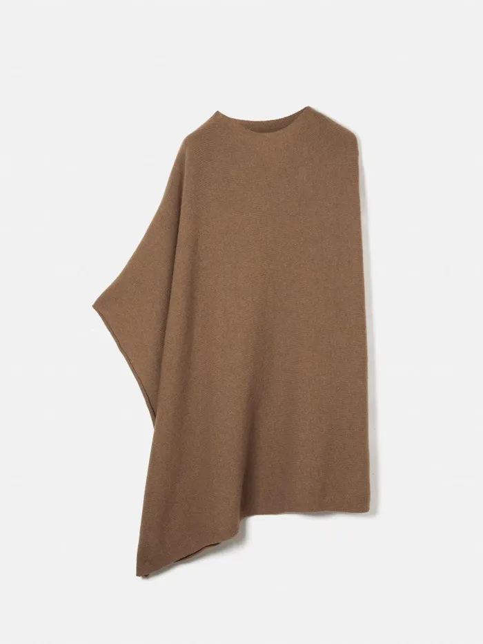 Jigsaw Wool Cashmere Blend Drape Poncho Camel Women Ponchos and Scarves
