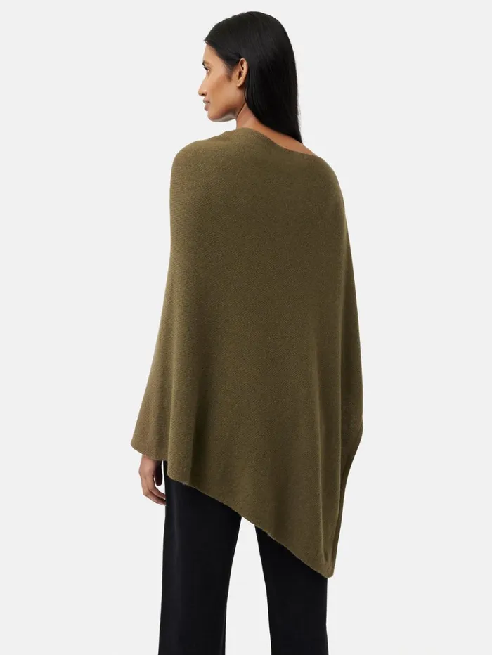 Jigsaw Wool Cashmere Blend Drape Poncho Green Women Knitwear and Cashmere