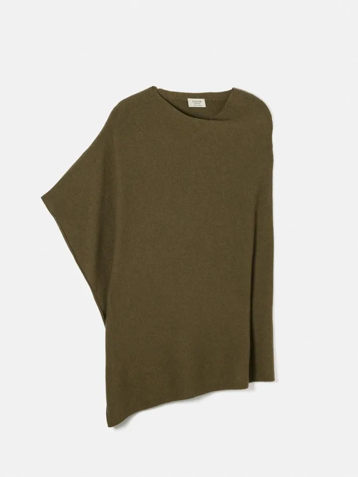 Jigsaw Wool Cashmere Blend Drape Poncho Green Women Ponchos and Scarves