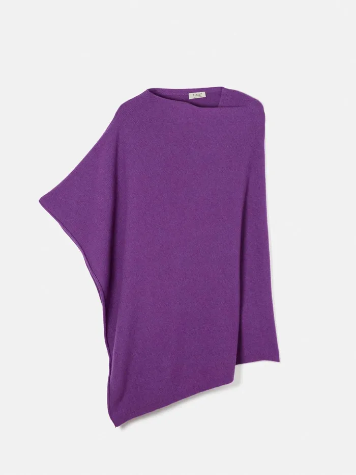 Jigsaw Wool Cashmere Blend Drape Poncho Purple Women Ponchos and Scarves