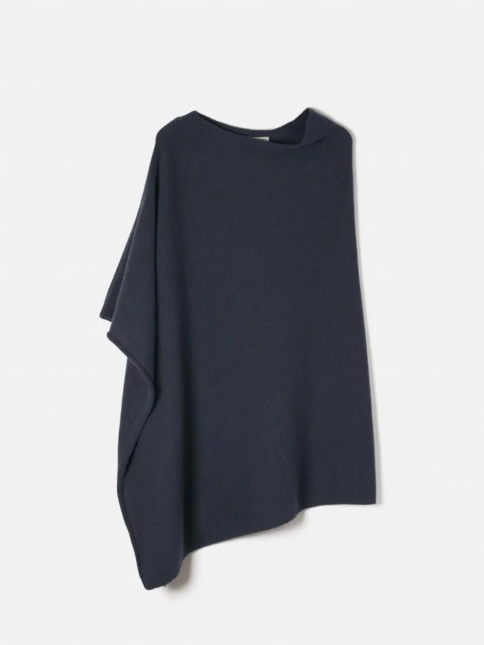 Jigsaw Wool Cashmere Blend Drape Poncho Slate Women Ponchos and Scarves
