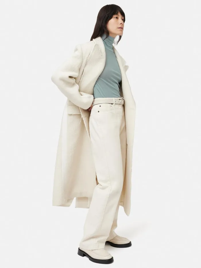 Jigsaw Wool Jersey Polo Neck Top Blue Women Shirts and Tops