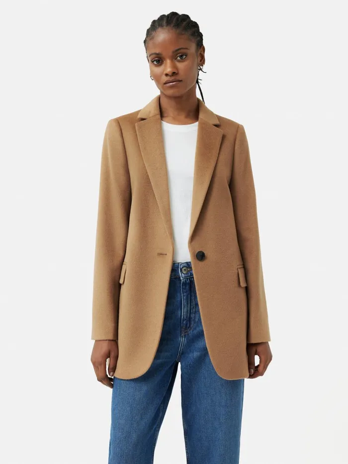 Jigsaw Wool Langford Tailored Coat Camel Women Coats and Jackets