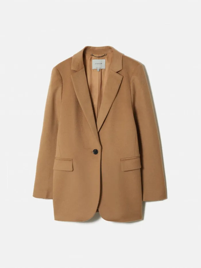 Jigsaw Wool Langford Tailored Coat Camel Women Coats and Jackets