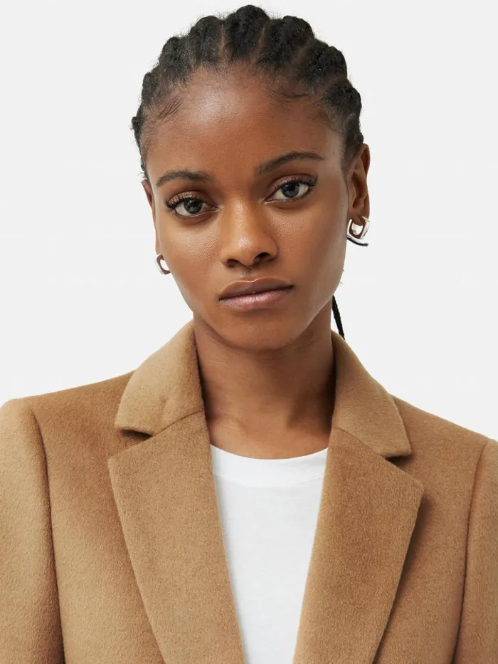 Jigsaw Wool Langford Tailored Coat Camel Women Coats and Jackets