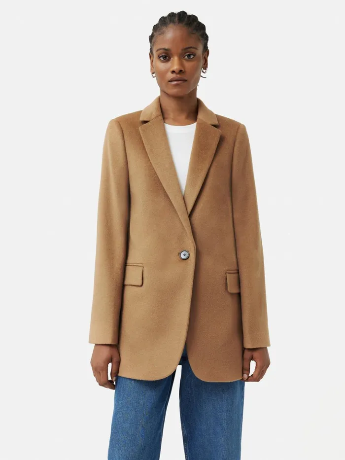 Jigsaw Wool Langford Tailored Coat Camel Women Coats and Jackets
