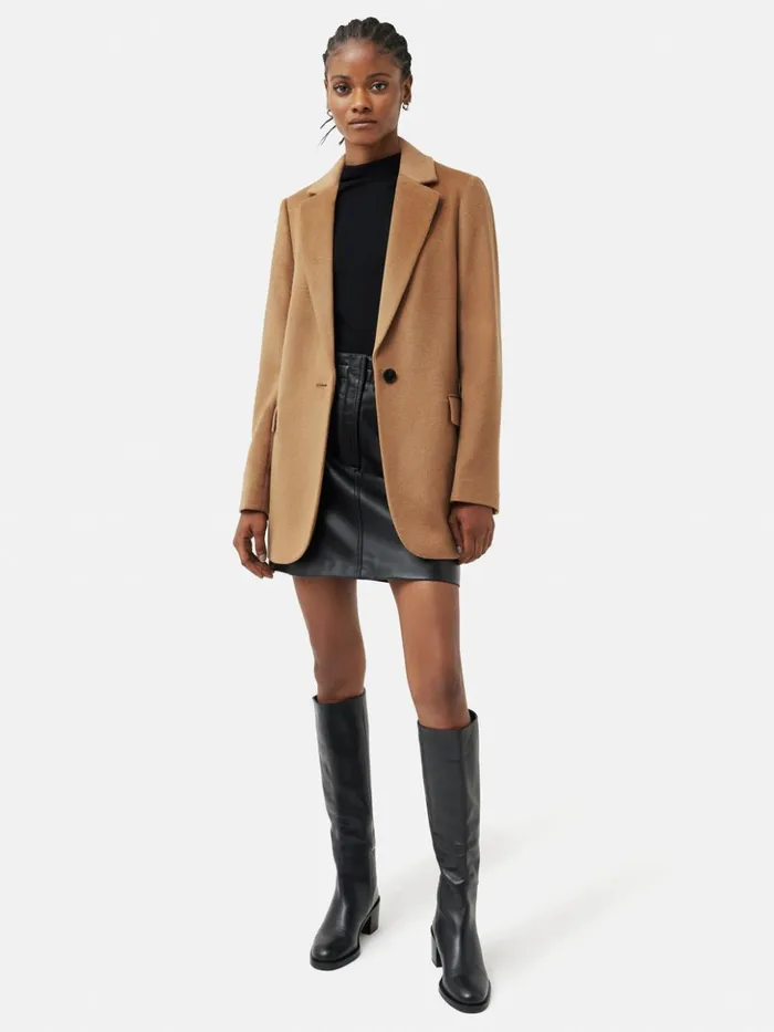 Jigsaw Wool Langford Tailored Coat Camel Women Coats and Jackets