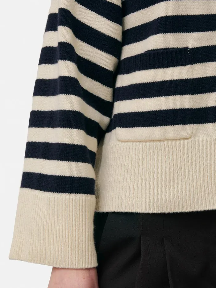 Jigsaw Wool Mariniere Cardigan Navy Women Knitwear and Cashmere