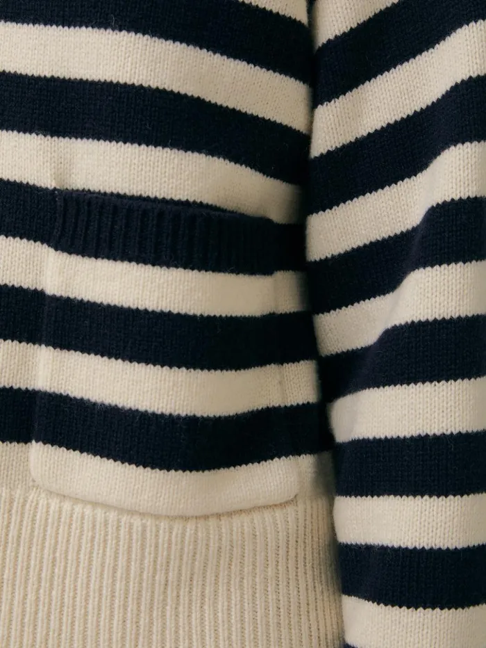 Jigsaw Wool Mariniere Cardigan Navy Women Knitwear and Cashmere