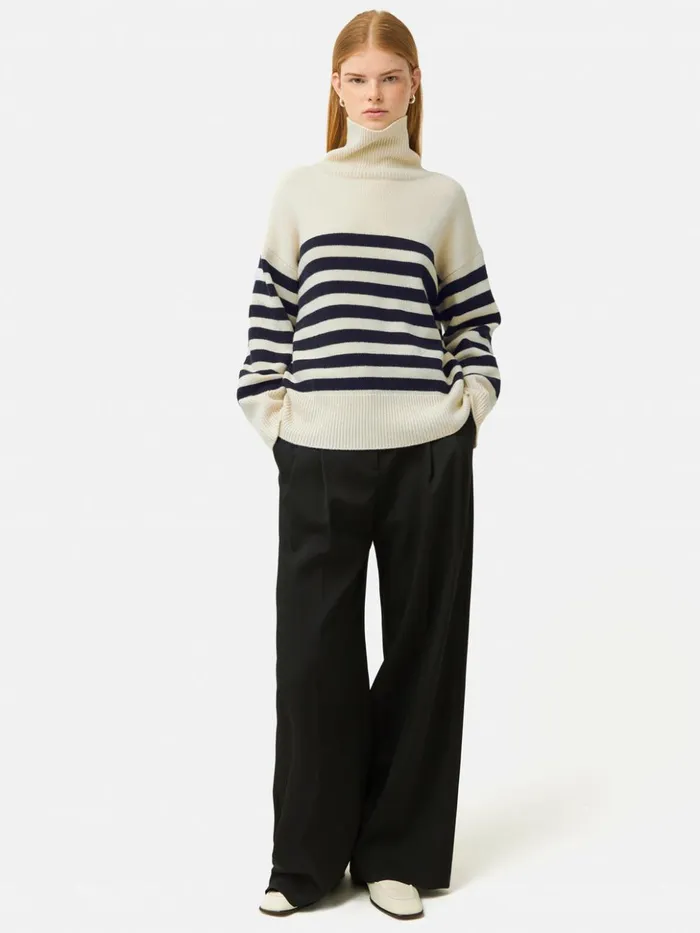Jigsaw Wool Mariniere Jumper Navy Women Knitwear and Cashmere