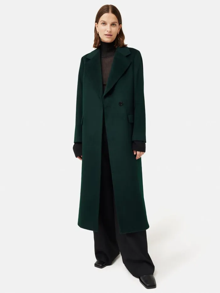 Jigsaw Wool Maxi City Coat Green Women Coats and Jackets