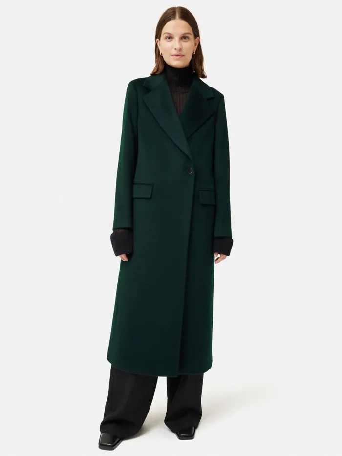 Jigsaw Wool Maxi City Coat Green Women Coats and Jackets