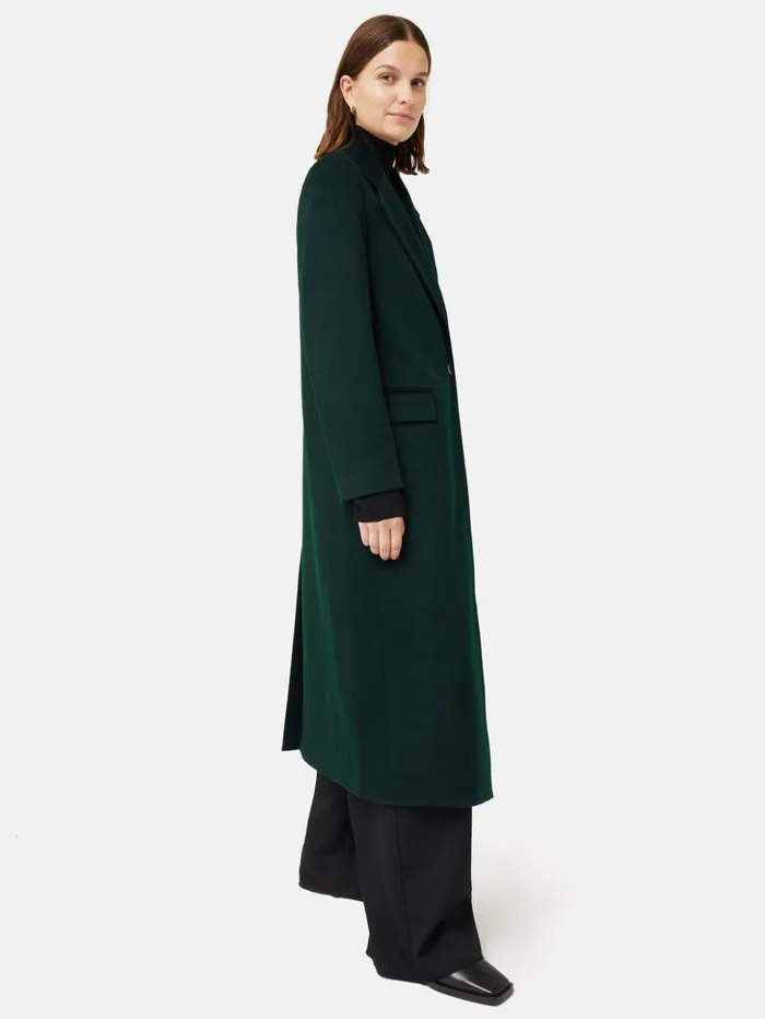 Jigsaw Wool Maxi City Coat Green Women Coats and Jackets