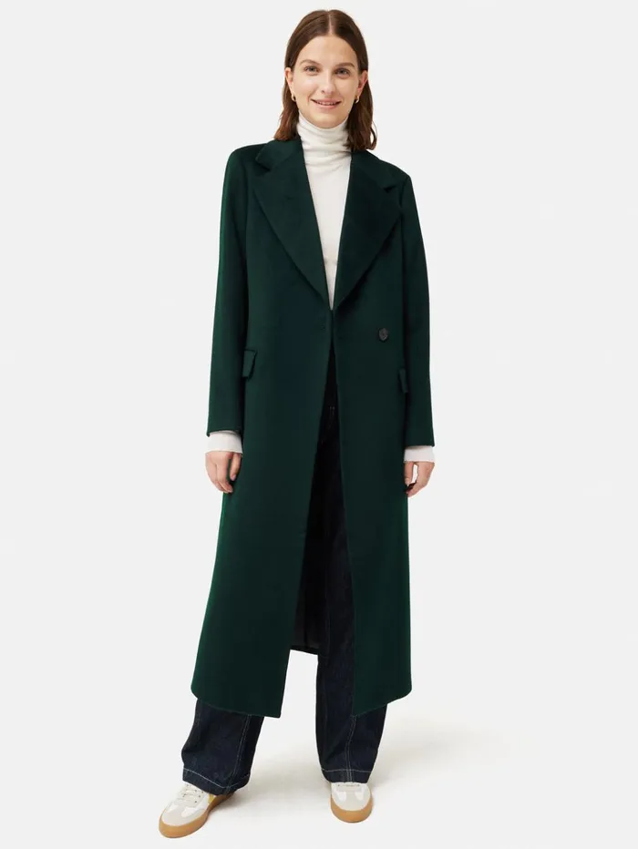 Jigsaw Wool Maxi City Coat Green Women Coats and Jackets