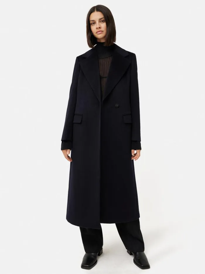 Jigsaw Wool Maxi City Coat Navy Women Coats and Jackets
