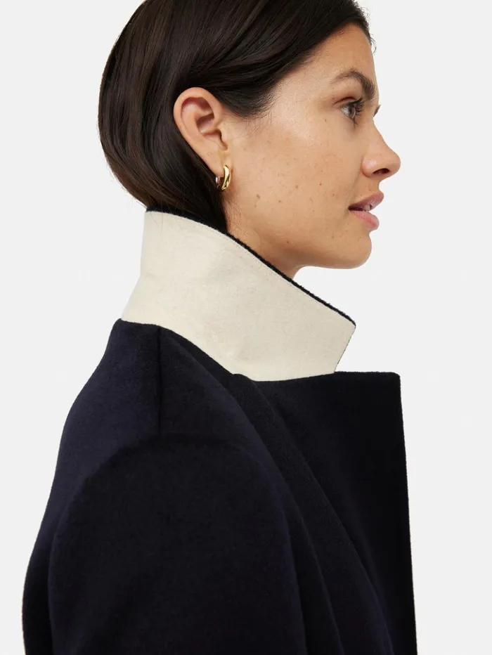 Jigsaw Wool Maxi City Coat Navy Women Coats and Jackets
