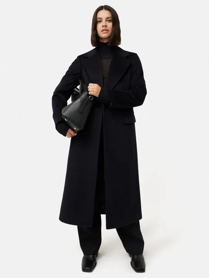 Jigsaw Wool Maxi City Coat Navy Women Coats and Jackets