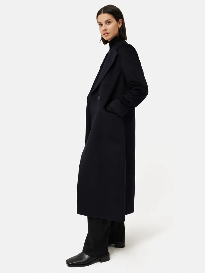 Jigsaw Wool Maxi City Coat Navy Women Coats and Jackets