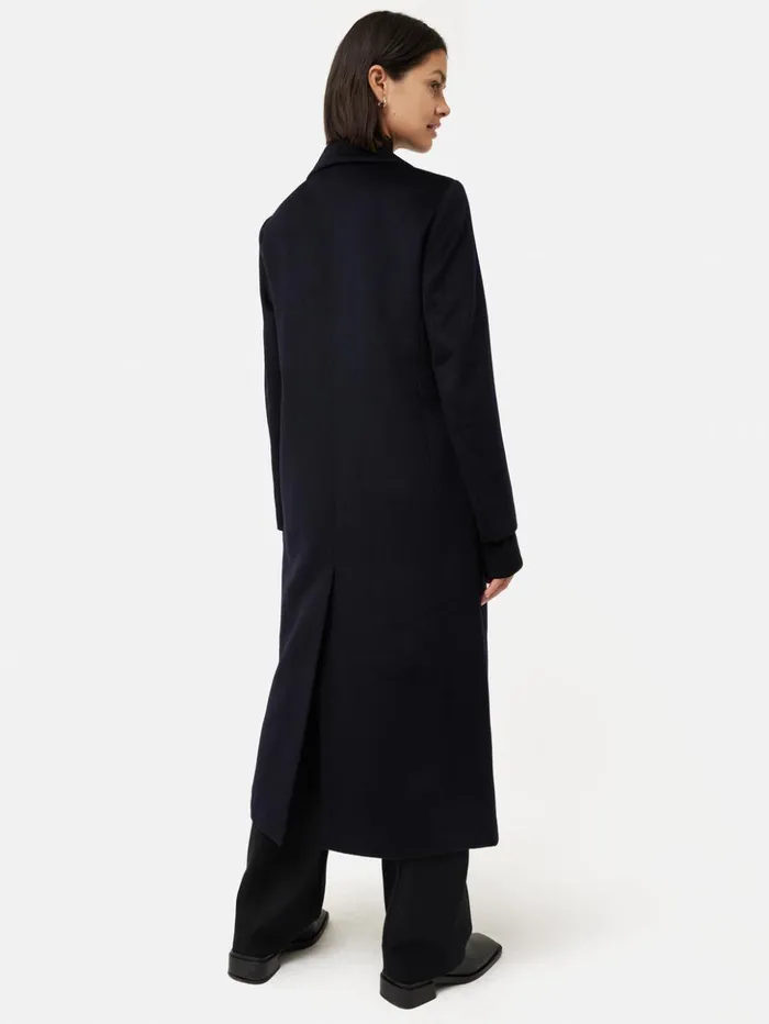 Jigsaw Wool Maxi City Coat Navy Women Coats and Jackets