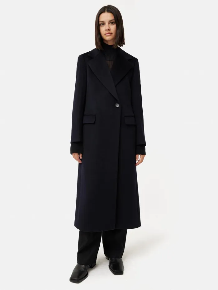 Jigsaw Wool Maxi City Coat Navy Women Coats and Jackets