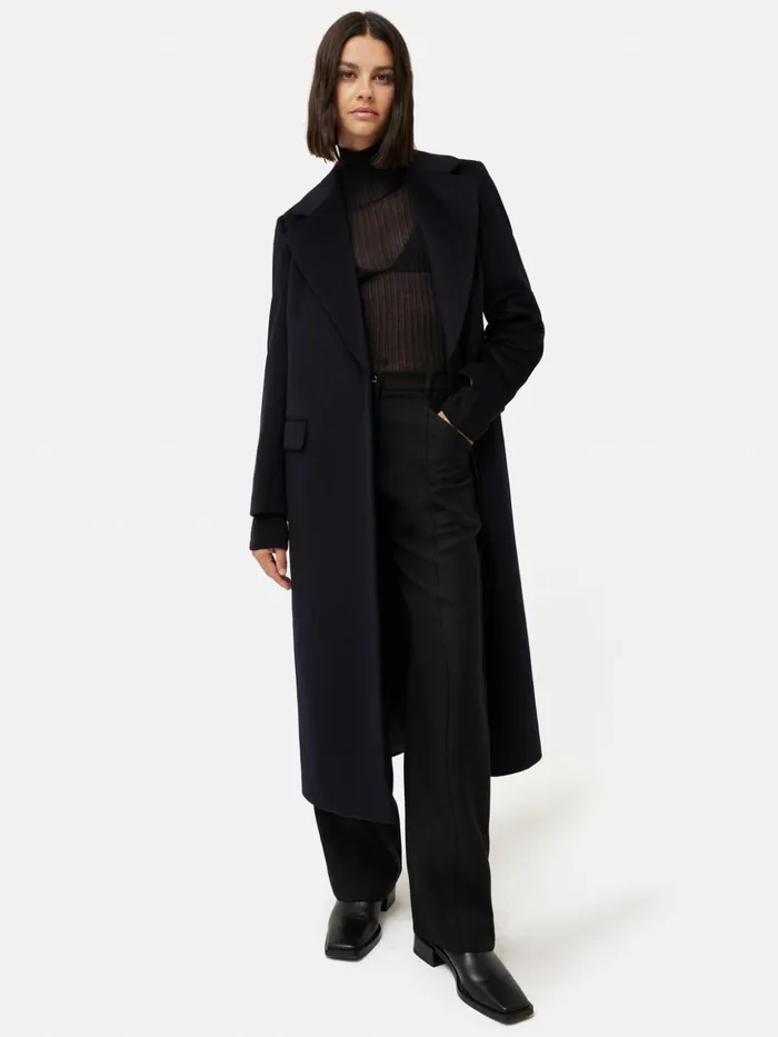 Jigsaw Wool Maxi City Coat Navy Women Coats and Jackets